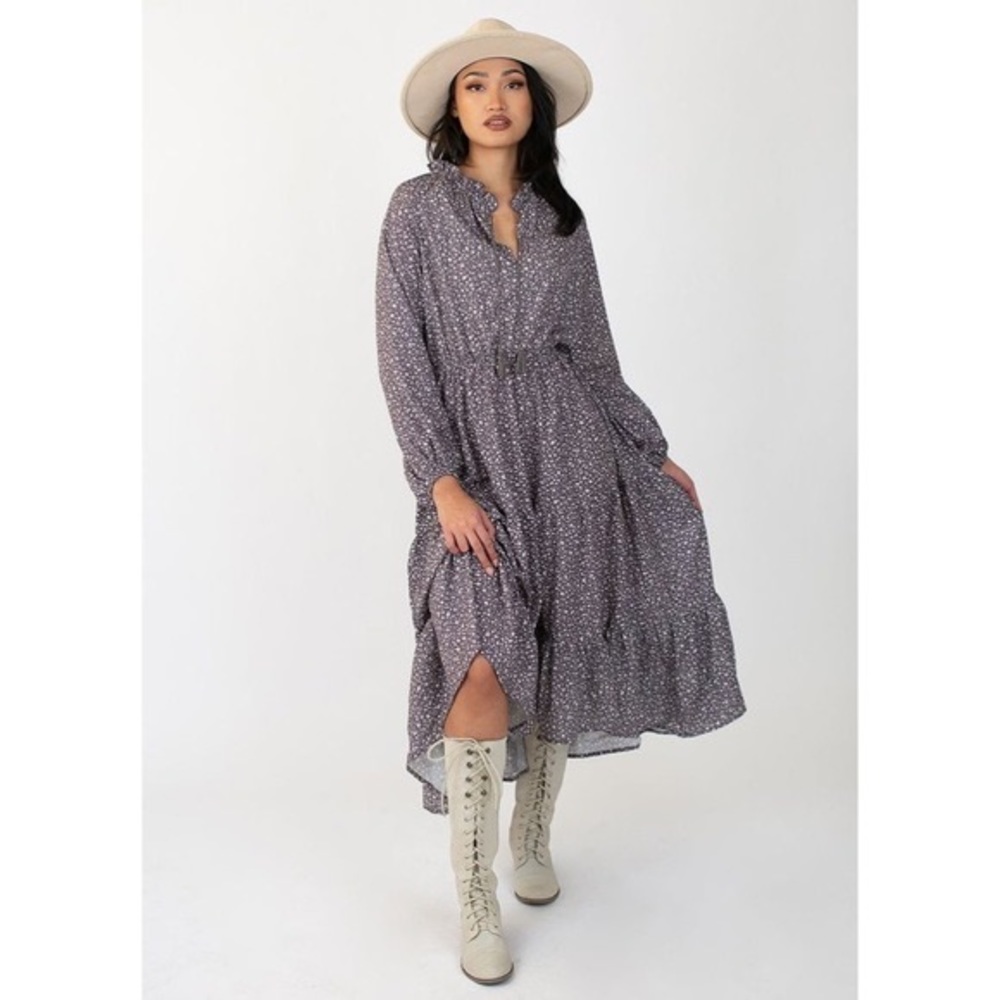 JOYFOLIE Shlee Dress in Ditsy Floral Plum Large